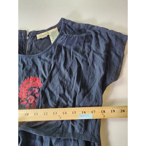 ST JOHN'S BAY Black Orange Front Tie Boho Hippie Flowing Maxi Dress SZ 14 - Picture 6 of 7